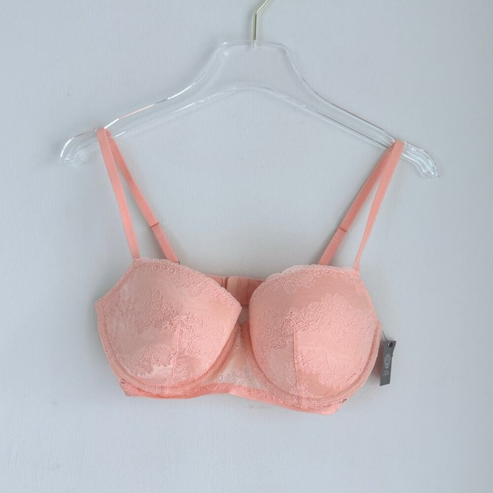 NWT Vince Camuto Lace Demi Bra Size 36DD VC14151 Shimmering Blush Peach Pink